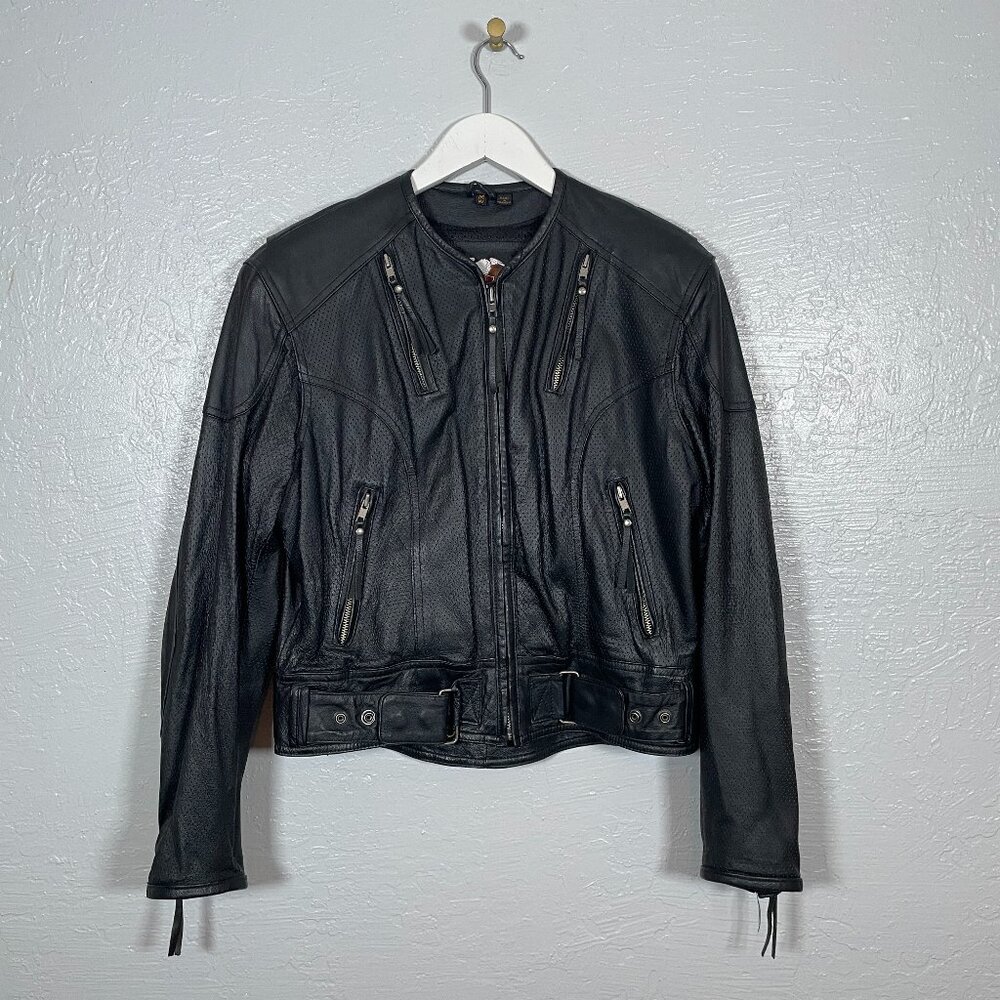 Harley Davidson Women M Black Vented Perforated Leather Jacket 98115-98VM
